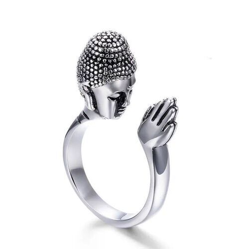 Fashion Alloy Metal Unisex Buddha Buddhism Head Ring Women M