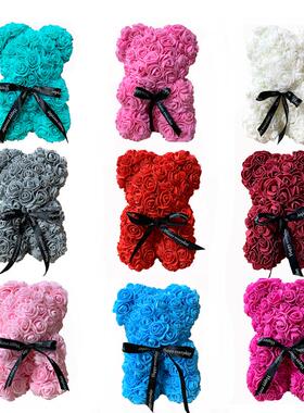 25cm Rose Bear Artificial Flowers with bear Christmas Valent