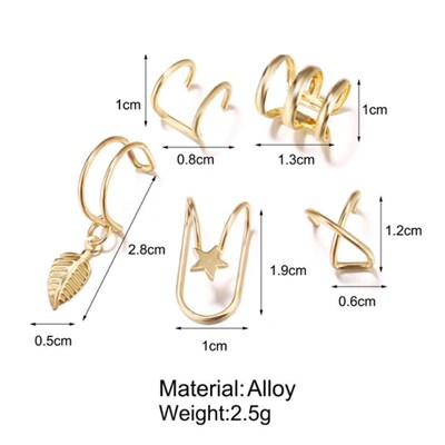 12pcs/set Fashion Gold Color Ear Cuffs Leaf Clip Earrings fo