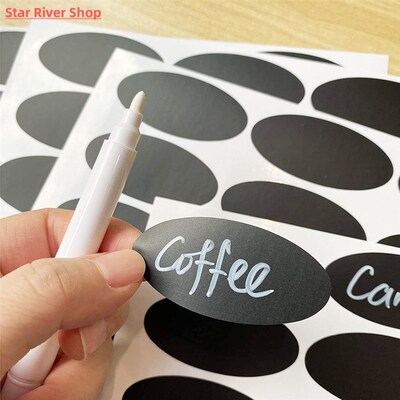 Black Waterproof Blackboard Sticker Ellipse Chalkboard Label