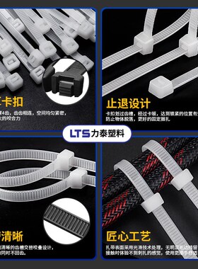 500pcs nylon cable ties Cable management Zip ties 4+6+8+10in