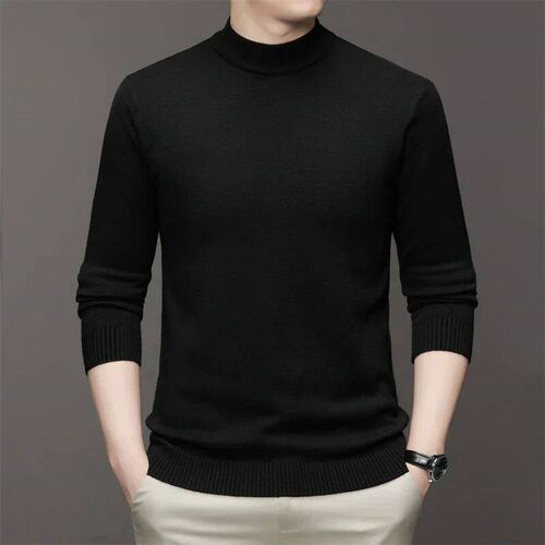 7 Colour Mens Half High Neck Long Sleeved Solid Color Sweat