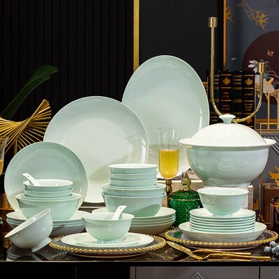 Jingdezhen high-temperature blue glazed bone porcelain dish