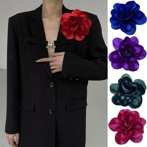 14/19cm Fashion Large Flower Brooch Colorful Satin Fabric Fr