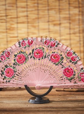 面绘画nit木扇定制 西班牙扇子 订做舞蹈扇 木扇  古典折叠