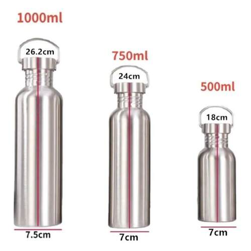 500/750/1000ml Stainless Steel Water Bottle Single Wall Larg