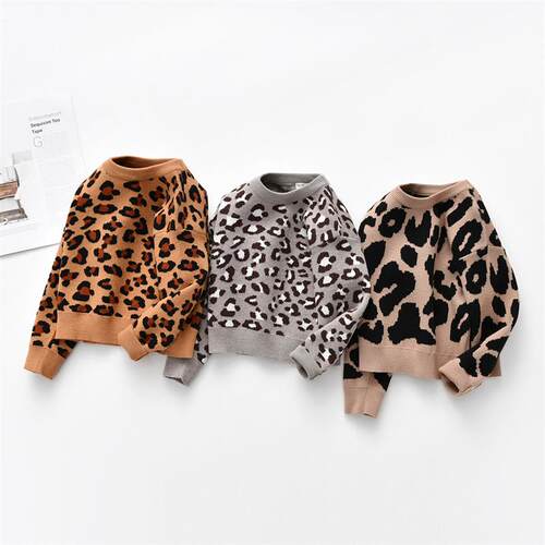 Childrens Personality Leopard Sweatshirt Autumn and Winter