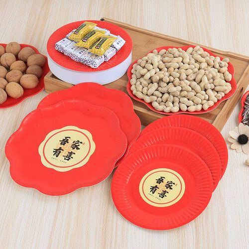 Candy Plate Wedding Disposable Big Red Paper Plate Dish Fest
