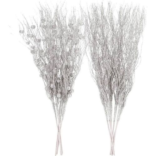 2Pcs Glitter Branches Christmas ree Decoration Artificial Fl