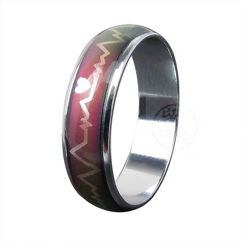 。Fashion warm mood color changing Ring Platinum quality ECG