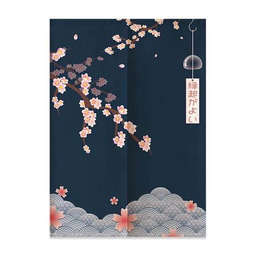 Linen Door Curtain Noren Mount Fuji Waves Partition Bedroom