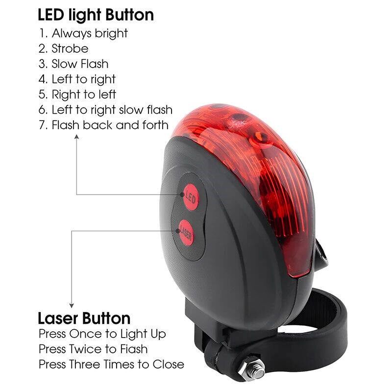 Bicycle Bike LED Lights  2 Lasers 5 LED Waterproof Cycling T图片