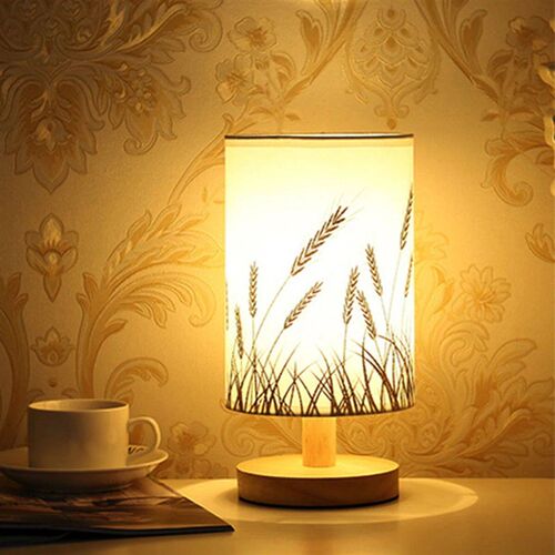 Solid Wood Night Lamp New Linen Table Lamp LED Desk Lamp Eye