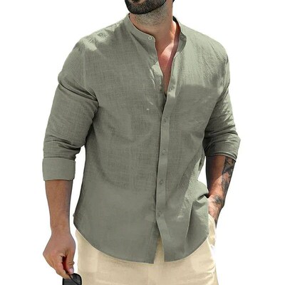 Autumn Mens Long Sleeve Shirts Cotton Business TShirts Men