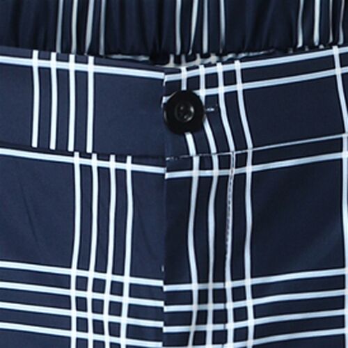 Mens Casual Autumn Plaid Pants Skinny Pencil Pants Zipper E