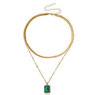 Snakebone Doublelayer Imitation Gemstone Pendant Collarbone