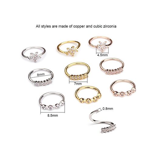 假无洞鼻环夹贴鼻钉小钻 超闪 nose Rings Studs twisted cubic