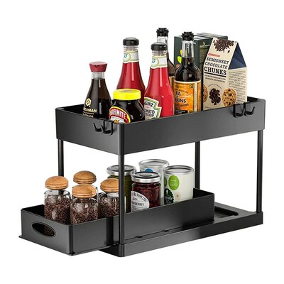 2 Tier Under Sink Organizer Sliding Cabinet Basket Organizer