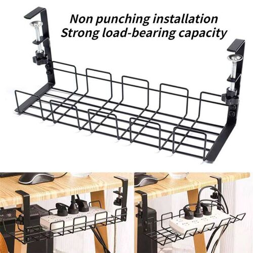 Undertable storage rack metal cable tray computer desk wire