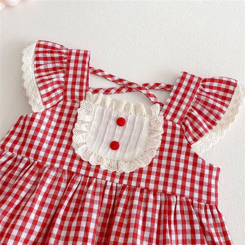 Childrens Plaid Dress 2025 New Summer Baby Korean Summer Dr