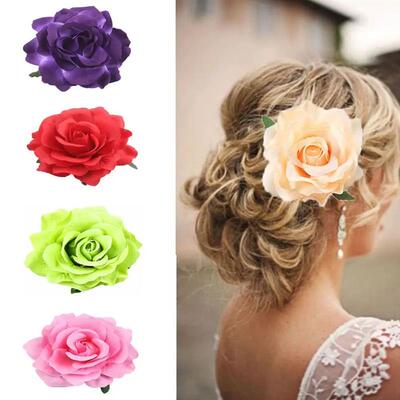 Rose Flower Hair ClipsFluffy Rose Aalligator Clip Backing Br
