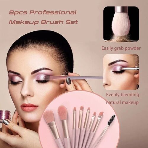Portable 8Pcs Makeup Brush Set Soft Makeup Concealer Brush B