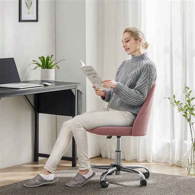 JHK Armless Small Desk Office Chair Cute Vanity Swivel Chair