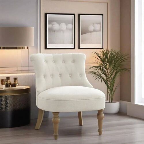 Armless Accent Chair Comfy Tufted Upholstered Chair with Woo