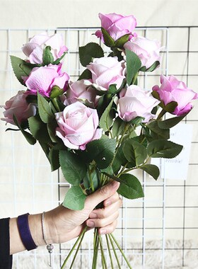 5Pcs Artificial Flowers Silk Rose Long Branch Bouquet for We