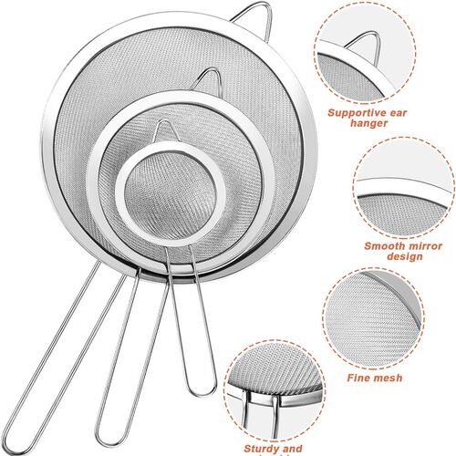 Strainer Set Fine Mesh  Kitchen Rice Juice  Flour Baking