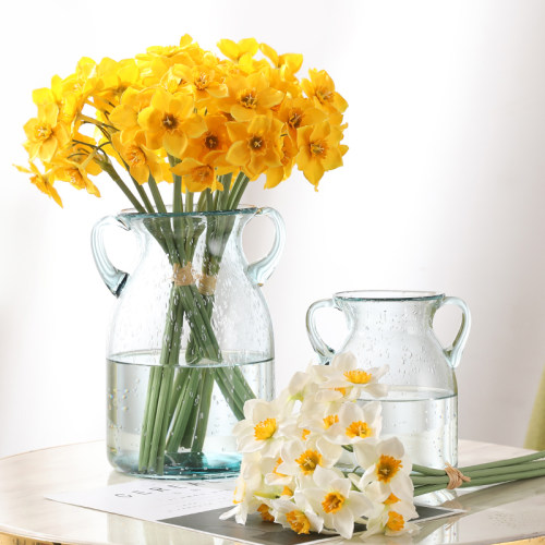 6Pcs/bunch White Artificial Narcissus Flower Bouquet Home Ga