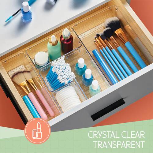 25PCS Clear Drawer Bins Makeup Organizers Organizing Cubes