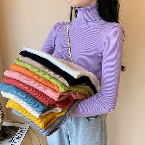 2021 New Womens Autumn Winter Turtleneck Pullovers Sweater