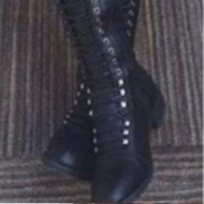 2025 Laceup Long Boots Women Round Toe Chunky Heel Warm Boot