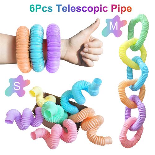 6Pcs Colorful Pop Tubes Coil Pop Magical Toy Circle Sss Reli