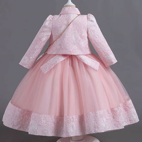 2024 New Girls Gowns Puffy Yarn Princess Dress Three Piece