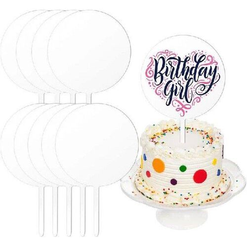 Round Acrylic Cake Toppers Clear Blank Circle DIY Cake
