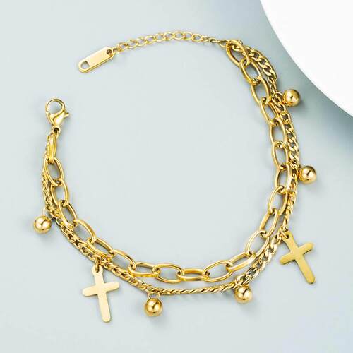 New Fashion Titanium Steel Brlet Double Chain Stacked Geomet