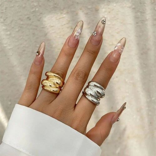 New Stainless Steel Metal Ring Irregular Split Ring