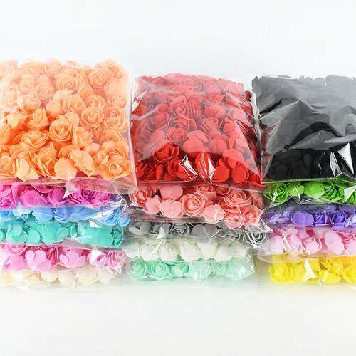 50/100/200Pcs Teddy Bear of Roses 3cm PE Foam Rose Head Arti