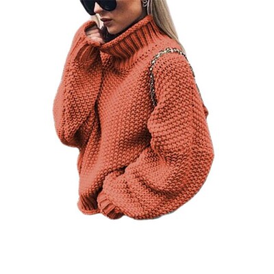 Autumn and winter new thick line sweater womens rolled edge