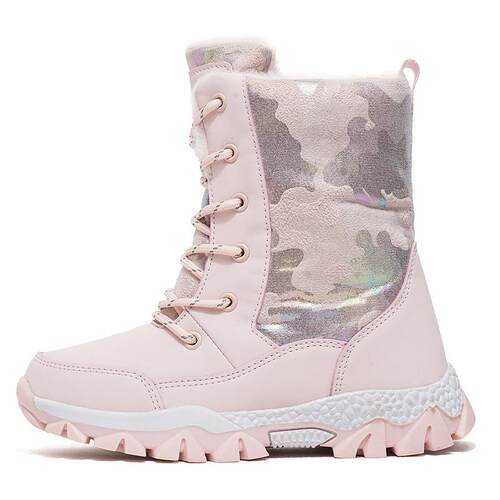 Girls Snow Boots Large Childrens Fleece-lined With tton Wa