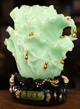 中式仿玉白菜摆件办公室客厅酒柜家居装饰摆设店铺开业礼品