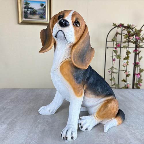 仿真狗摆件比格犬客厅酒柜摆设装饰树脂米格鲁猎兔模型桌面工艺品