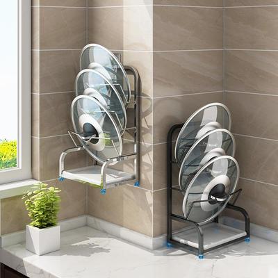 304不锈钢放锅盖架壁挂式免打孔 厨房置物架砧板架菜板收纳振尾荣