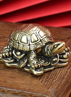 纯铜乌龟摆件长寿元宝龟黄铜工艺品办公室装饰品客厅黄铜中式桌面