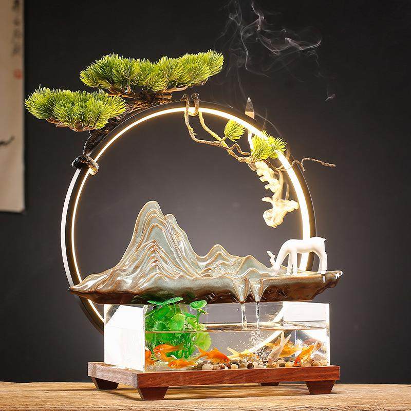 新中式招财流水生财摆件创意喷泉鱼缸家居办公桌面开业乔迁礼品,家居饰品,流水摆件,淘宝优惠券,粉丝福利购,淘宝优惠卷