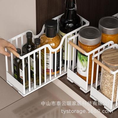 厨房抽拉式调料置物架极窄抽拉篮橱柜下水槽加深抽拉式置物架窄缝