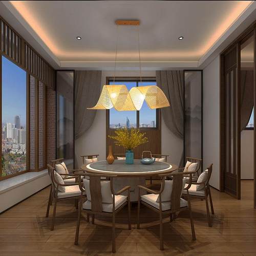 新中式客厅吊灯中古藤编灯具咖啡餐厅饭店火锅店竹艺竹编藤艺吊灯