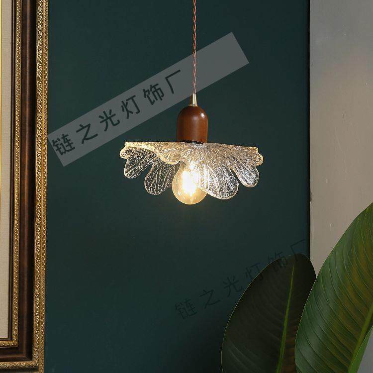 复古花朵玻璃吧台餐厅吊灯 阳台过道咖啡厅民宿卧室床头小吊灯